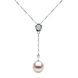 COLLIER OR GRIS 750/00 1.36g AKOYA JAPON 8/8,5MM RONDE BLANCHE 1 DIAMANT 0.03CT