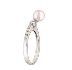 BAGUE OR GRIS 750/00 2.85g AKOYA JAPON 6/6,5MM RONDE BLANCHE 13 DIAMANT ROND BLANC 0.11CT