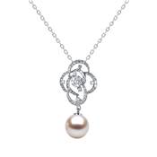 COLLIER OR GRIS 750/00 3.03g AKOYA JAPON 9/9,5MM RONDE BLANCHE DIAMANT 0.36CT