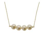 COLLIER OR JAUNE 750/00 1.30g EAU DOUCE CHINE 9/10MM SEMI-RONDE BLANCHE