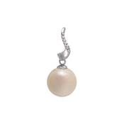 PENDENTIF OR GRIS 375/00 0.25g EAU DOUCE CHINE 8,5/9MM SEMI-RONDE BLANCHE 6 OXYDE BLANC