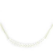 COLLIER OR JAUNE 750/00 1.13g EAU DOUCE CHINE 3/3,5MM SEMI-RONDE BLANCHE