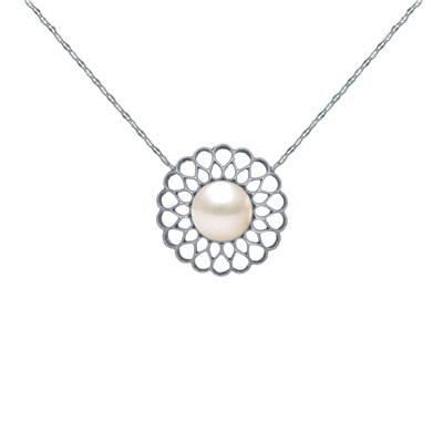 COLLIER OR GRIS 750/00 2.00g AKOYA JAPON 6,5/7MM RONDE BLANCHE