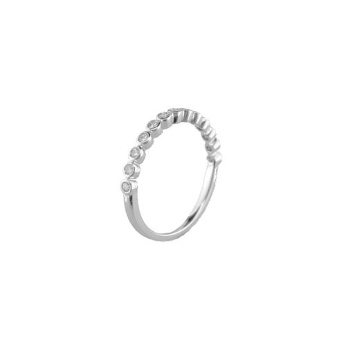 BAGUE OR GRIS 750/00 1.62g 13 DIAMANT BLANC 0.22CT T54