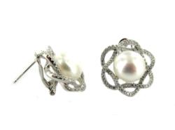 BO ARGENT 925/00 5.45g EAU DOUCE CHINE 11/12MM BOUTON BLANCHE 168 OXYDE BLANC