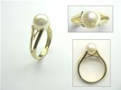 BAGUE OR JAUNE 750/00 PERLE DE CULTURE EAU DOUCE CHINE 8/8,5MM