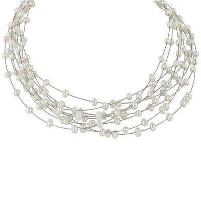 COLLIER OR JAUNE/ACIER 750/00 PERLE DE CULTURE EAU DOUCE CHINE 3,5/4M