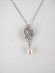 COLLIER ARGENT 925/00 4.90g EAU DOUCE CHINE 10/10,5MM POIRE BLANCHE 66 OXYDE BLANC