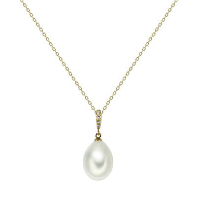 COLLIER OR JAUNE 750/00 PERLE DE CULTURE EAU DOUCE CHINE 10,5/11MM