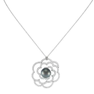 COLLIER ARGENT 925/00 4.55g MERS DU SUD TAHITI 9/10MM SEMI-RONDE 131 OXYDE