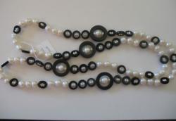 COLLIER EAU DOUCE CHINE 4/4,5MM/9,5/10MM BOUTON BLANCHE 41 AGATE