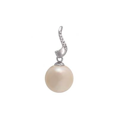 PENDENTIF OR GRIS 375/00 0.25g EAU DOUCE CHINE 8,5/9MM SEMI-RONDE BLANCHE 6 OXYDE BLANC