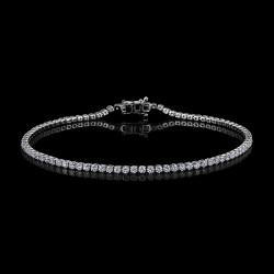 BRACELET OR GRIS 750/00 3.00g 90 DIAMANTS RONDS 2.18CT