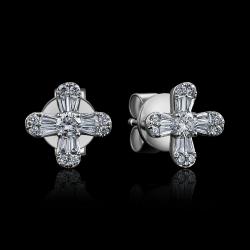 BO OR GRIS 750/00 2.17g 16 DIAMANTS TRAPEZE 0.17CT 18 DIAMANTS RONDS 0.16CT