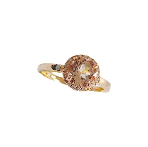 BAGUE OR ROSE 750/00 BAGUE OR ROSE 750/00 3.30g 1 MORGANITE 1.29CT 16 DIAMANT 0.08CT