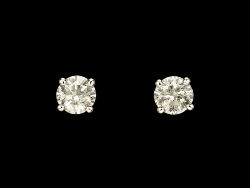 BO OR JAUNE 750/00 1.00g 2 DIAMANTS RONDS 0.50CT SERTIS 4 GRIFFES