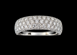 BAGUE OR GRIS 750/00 4.69g 99 DIAMANTS RONDS 1.13CT