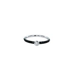 BAGUE OR GRIS 750/00 1.80g 1 DIAMANT 0.09CT 32 DIAMANTS NOIRS 0.12CT T53