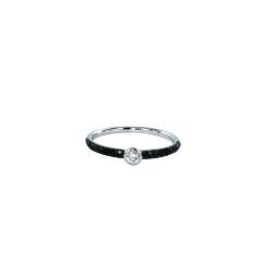 BAGUE OR GRIS 750/00 1.80g 1 DIAMANT 0.09CT 32 DIAMANTS NOIRS 0.12CT