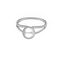 BAGUE OR GRIS 750/00 PERLE DE CULTURE AKOYA JAPON 8/8,5MM