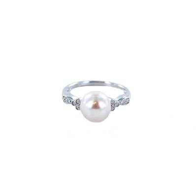 BAGUE OR GRIS 750/00 PERLE DE CULTURE EAU DOUCE CHINE 8,5/9MM