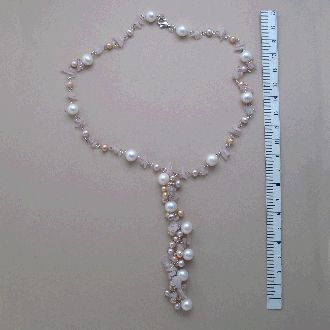 COLLIER ARGENT 925/00 4.30g EAU DOUCE CHINE 4,5/8,5MM BAROQUE
