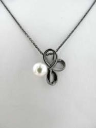 COLLIER ARGENT 925/00 3.40g EAU DOUCE CHINE 6,5/7MM SEMI-RONDE BLANCHE