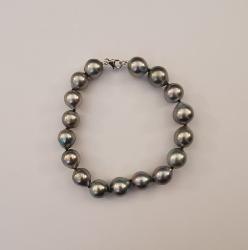 BRACELET OR GRIS 750/00 0.46g MERS DU SUD TAHITI 9/12MM SEMI-RONDE NOIRE
