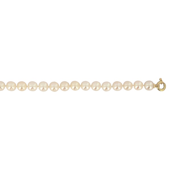COLLIER 42 CM OR JAUNE 750/00 AKOYA JAPON 6/6,5MM RONDE FERMOIR BOUEE 1.09 GR