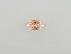 BAGUE OR ROSE 750/00 3.60g 1 MORGANITE 2.25 24 DIAMANT 0.22 T54
