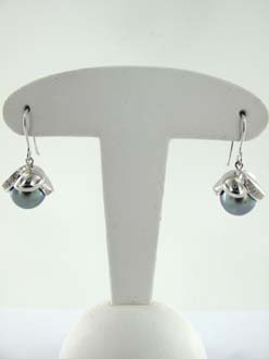 BO ARGENT 925/00 3.40g MERS DU SUD TAHITI 8/9MM BOUTON 20 TOPAZE BLANC