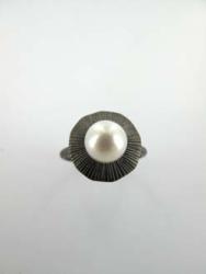 BAGUE ARGENT 925/00 T56 2.70g EAU DOUCE CHINE 7,5/8MM SEMI-RONDE BLANCHE