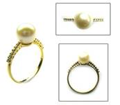 BAGUE OR JAUNE 750/00 PERLE DE CULTURE AKOYA JAPON 7,5/8MM