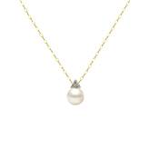 COLLIER OR JAUNE  750/00 PERLE DE CULTURE EAU DOUCE CHINE 9/9,5MM