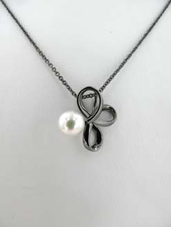 COLLIER ARGENT 925/00 3.40g EAU DOUCE CHINE 6,5/7MM SEMI-RONDE BLANCHE