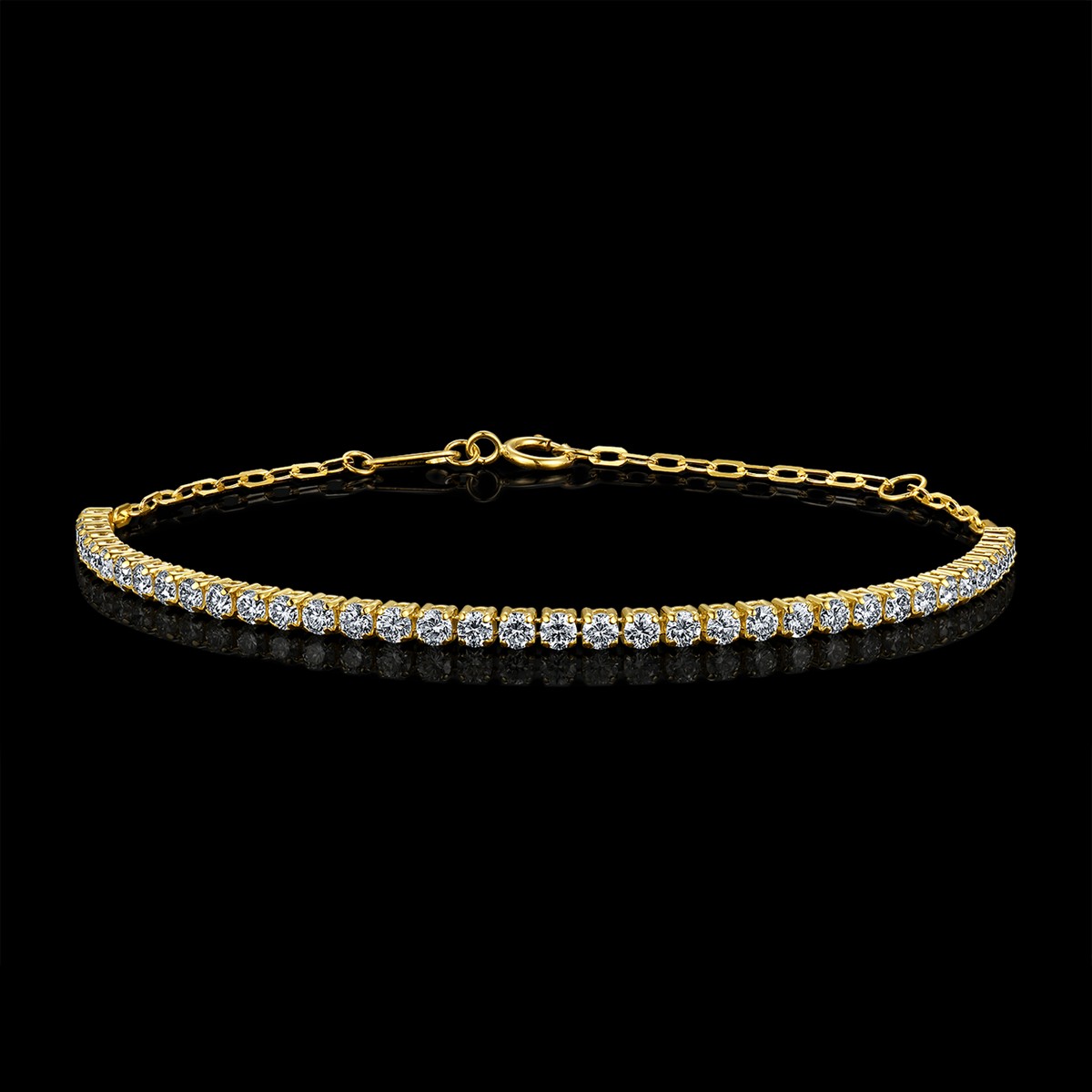 BRACELET OR JAUNE 750/00 1.68g 37 DIAMANTS RONDS 1.29CT