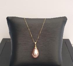 PENDENTIF OR JAUNE 750/00 0.60g EAU DOUCE CHINE 11/12MM POIRE MULTI AVEC NOYAU