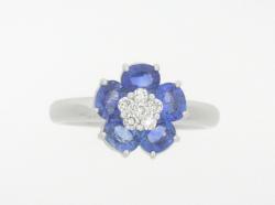 BAGUE OR GRIS 750/00 5.81g SAPHIR BLEU T54