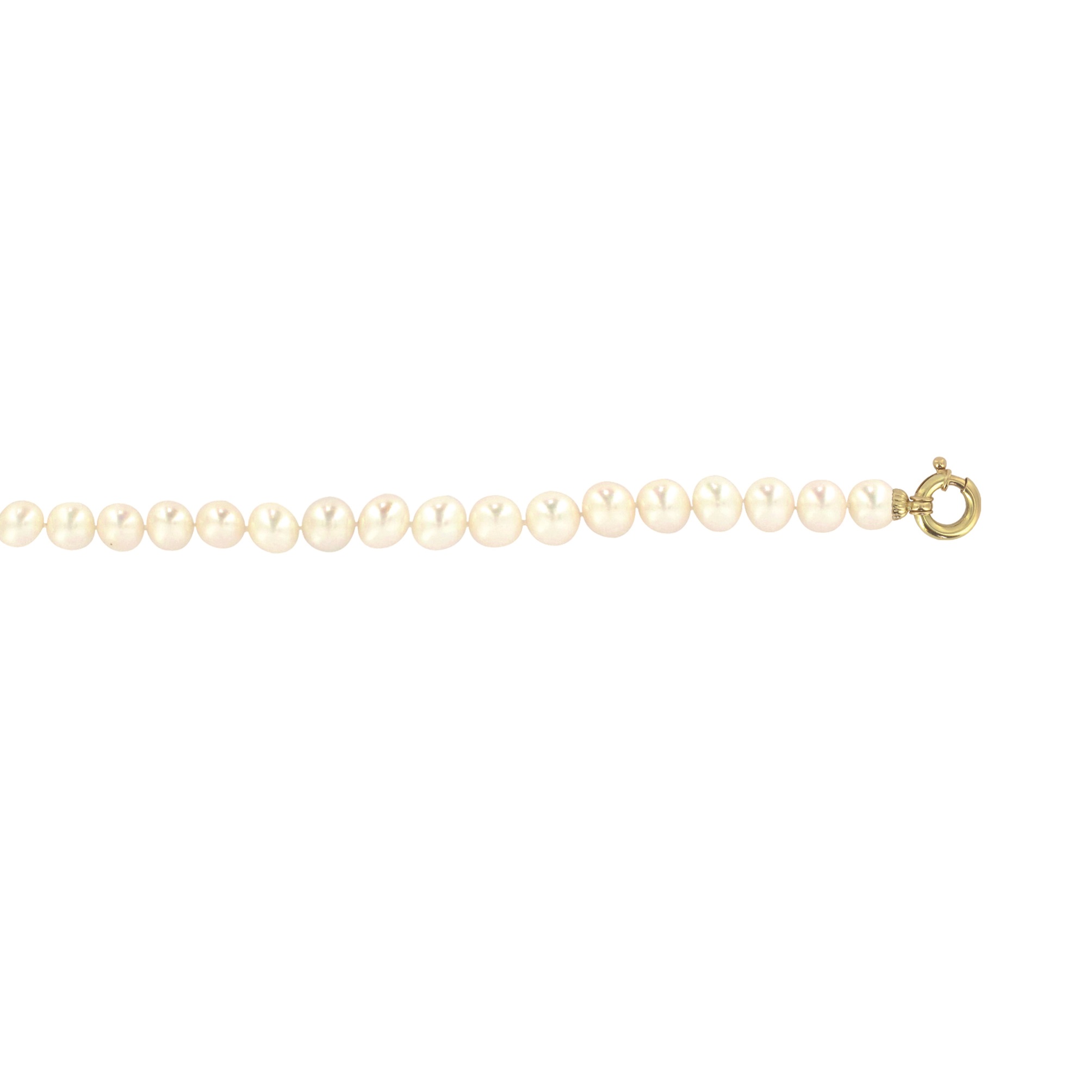 COLLIER 42 CM OR JAUNE 750/00 AKOYA JAPON 8/8,5MM RONDE FERMOIR BOUEE 1.20 GR