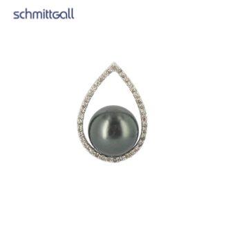 PENDENTIF OR GRIS 375/00 MER DU SUD TAHITI 9/10MM DIAMANT 0.16
