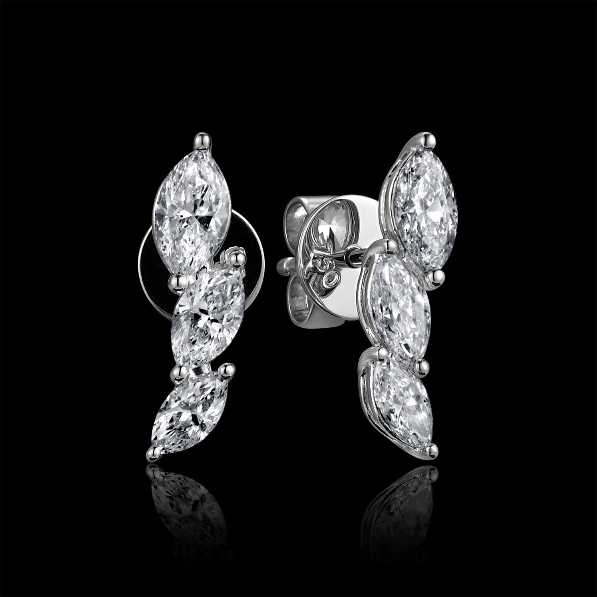 BO OR GRIS 750/00 1.96g 6 DIAMANTS MARQUISES 1.00CT