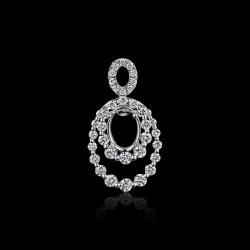 PENDENTIF OR GRIS 750/00 1.12g 1 SAPHIR 7x5 0.66CT 37 DIAMANTS RONDS 0.44CT
