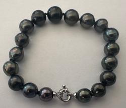 BRACELET OR GRIS 750/00 1.04g MERS DU SUD TAHITI 8/11MM BAROQUE