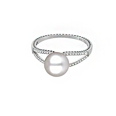 BAGUE OR GRIS 750/00 PERLE DE CULTURE AKOYA JAPON 8/8,5MM