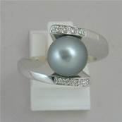 BAGUE OR GRIS 750/00 PERLE DE CULTURE MERS DU SUD TAHITI 9/10MM