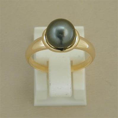 BAGUE OR JAUNE 750/00 PERLE DE CULTURE TAHITI  8/9MM