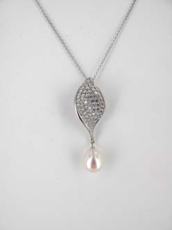 COLLIER ARGENT 925/00 4.90g EAU DOUCE CHINE 10/10,5MM POIRE BLANCHE 66 OXYDE BLANC