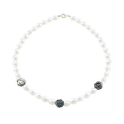 COLLIER OR JAUNE 750/00 PERLE DE CULTURE EAU DOUCE CHINE 8/8,5MM