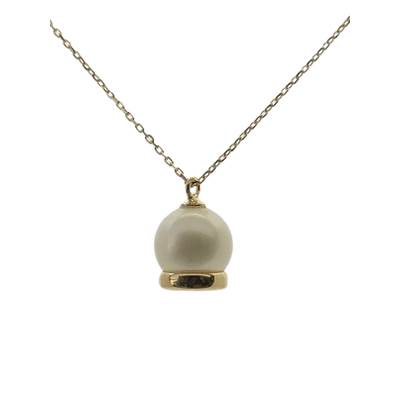 COLLIER OR JAUNE 750/00 1.80g EAU DOUCE CHINE 9/9,5MM SEMI-RONDE BLANCHE