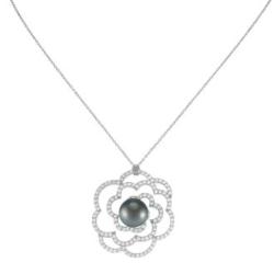 COLLIER ARGENT 925/00 4.55g MERS DU SUD TAHITI 9/10MM SEMI-RONDE 131 OXYDE